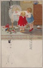 P. Ebner - Bimbi che guardano la culla del neonato  1925