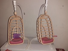 2 Vintage Barbie Doll Hannah Montana Fashion Egg Chair Swing