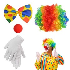 4 Pezzi Accessori Costume Clown Parrucca Riccia da Clown Naso da Clown Costume