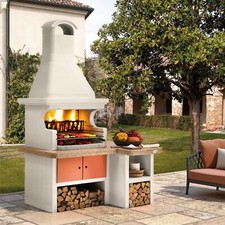 PALAZZETTI barbecue mod. Gallipoli a legna - piano granito rosso