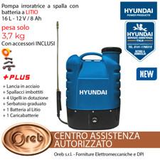 POMPA IRRORATRICE HYUNDAI A SPALLA 16 LT BATTERIA A LITIO 12V AUTONOMIA 5h 25920