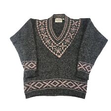 Vintage 90s V Neck Grey Shetland wool jumper M