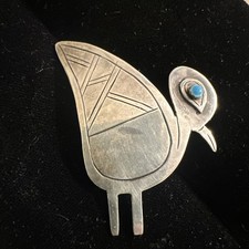 Spilla uccellino vintage argento sterling occhio blu verde GRAZIELLA LAFFI Perù