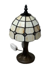 Lampada stile Tiffany paralume vetro colorato base resina alta 11” classica testata PAT