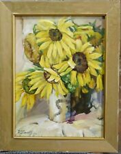 - GIRASOLI - VECCHIO QUADRO DIPINTO AD OLIO FIRMATO