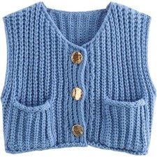 ZARA Gilet Maglia Blu Cardigan