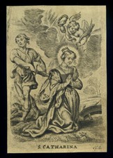 santino incisione 1600 S.CATERINA V.M.  c. galle