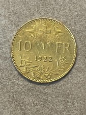 10 Francs Swiss 1922 Gold Coin