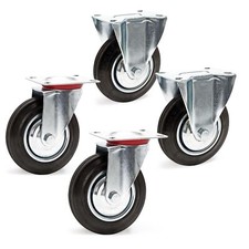 Set rotelle 160 mm 2 ruote piroettanti 2 fisse cerchio in metallo 130 kg a ruota