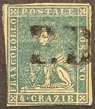 [FASITOS0008] TOSCANA 1857 4 cr. Verde su carta bianca [S.14] USATO P.D.