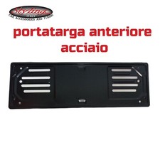 PORTATARGA AUTO ANTERIORE IN ACCIAIO NERO UNIVERSALE PER TARGHE DAL 1999 IN POI