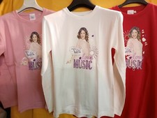 DISNEY VIOLETTA T-SHIRT BIMBA M/LUNGA COTONE FELPATO CALDO TG.5/6-9/11-12/13ANNI