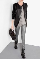 Giacca moto Francis Leon $1000 Rick trapuntata nera vera pelle e lana UK10