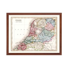 Vecchia mappa dell'Olanda 1832 - Decorazione da parete arte olandese vintage