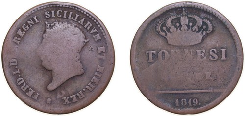 Italy 1819 tornesi copper vf - 5,