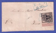 Hannover 1/30 tallero Michel n. 10 a con margine 7 su lettera per Jever 1858