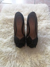 Scarpe con tacco nere con fiocco