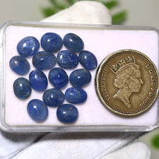 Lotto 15 pezzi pietre preziose cabochon ovali non trattate zaffiro blu natura...