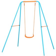 Outsunny Altalena da Giardino in Acciaio e PE per Bambini 3-8 Anni Blu Arancione