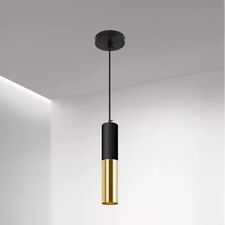 Lampadario Moderno Cilindrico Nero e Ottone Dorato, Moderno Nero e Oro