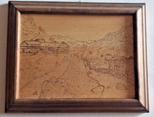 Quadro vintage pirografia - vintage,