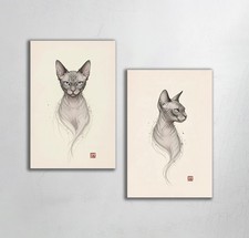 Set 2 Stampe Gatti Sphynx