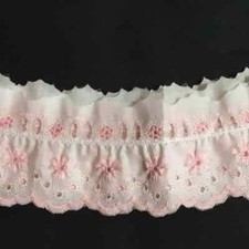 Pizzo merletto passanastro san gallo in cotone arricciato 6cm sangallo smerlato