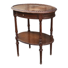 Tavolinetto Ovale Stile Luigi XVI Italiano Novecento Legno Intagliato Vintage