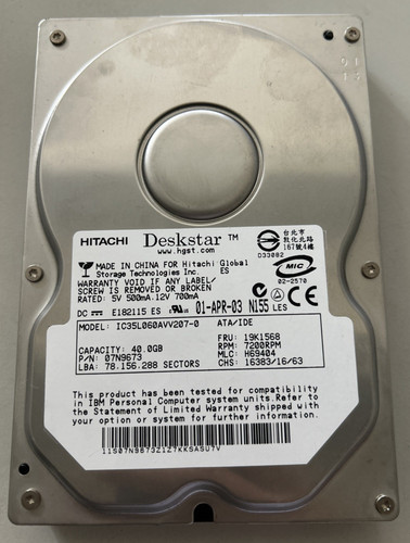 Hitachi deskstar 40gb - hitachi,