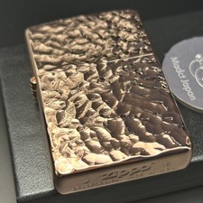 Accendino Zippo 2 lati lavorazione tono martello rame bronzo con custodia regolare