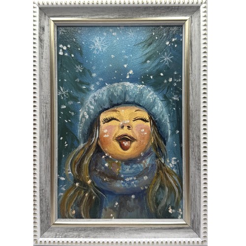 Ragazza neve dipinto - ragazza, e