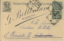 Cartolina pubblicitaria G. BELLENTANI Premiata Fabbrica Salumeria. Modena 1897