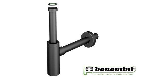 Sifone arredo tondo inox - arredo, nero