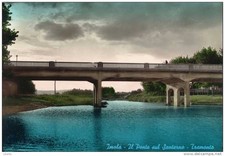 IMOLA -BOLOGNA -IL PONTE SUL SANTERNO 1965 ACQUERELLATA CARTOLINA D'EPOCA