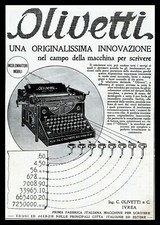 PUBBLICITA' 1923 OLIVETTI M 20 IVREA MACCHINA DA SCRIVERE INNOVAZIONE COLONNE 