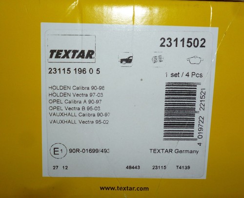 2311502 textar kit pastiglie - kit,