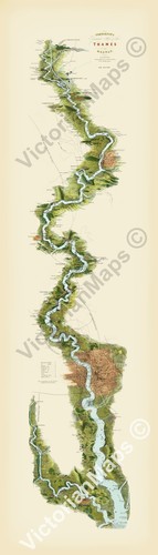 Mappa antica river - mappa, thames