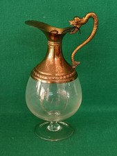 RARA VECCHIA BOTTIGLIA BROCCA VECCHIA ROMAGNA CRISTALLO E OTTONE VINTAGE. DA8