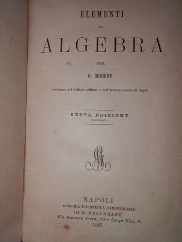 Elementi algebra moreno - elementi, di