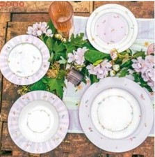 Servizio piatti 18 pz in porcellana lilla collezione Polline | BRANDANI