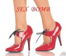 Sexy Scarpe Decolte Rosso Lucido con Laccetti Tacco 13 n. 38 Fashion GLAMOUR !