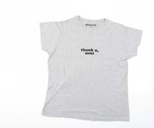 T-shirt da donna grigia cotone base taglia XL collo rotondo