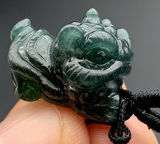 Ciondolo Giada Giadeite Verde Naturale Certificato Video Piccolo Drago Leone 420044