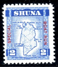 GB Locali SHUNA (Scozia) 1949 "Special Boat Run" £2 Francobollo U/M, Mappa