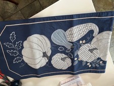 Runner da tavolo shabby chic 48 x 14" zucche applicate, foglie ricamate BELLO