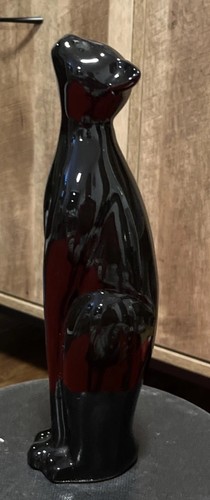 Black glossy ceramic cat - glossy,