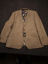 Giacca sportiva Guide London uomo UK48 misto lino sabbia bellissima fodera nuova senza etichette