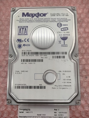 Maxtor 0f9275 diamondmax - diamondmax, plus