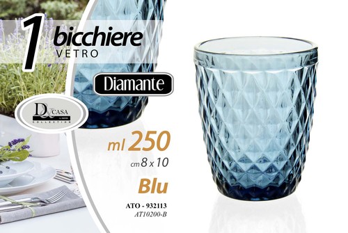 Bicchiere vetro blu - bicchiere, diamante