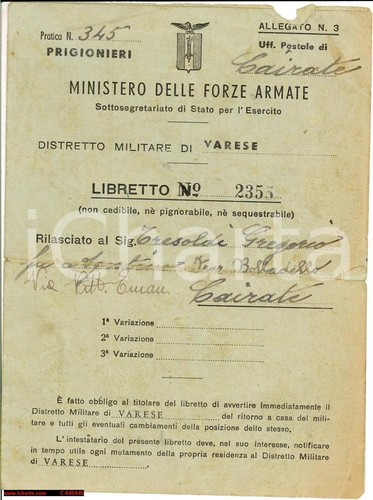 1944 cairate rsi - cairate, libretto